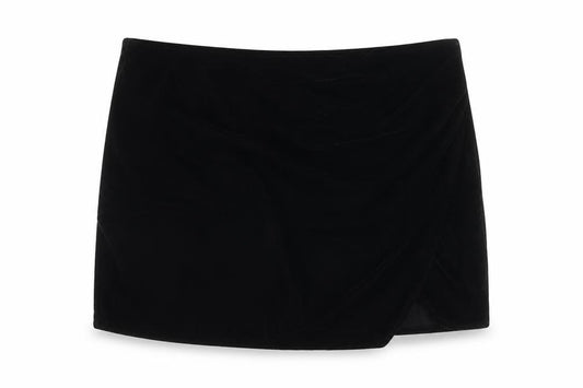 ASOS DESIGN Women Black UK 16 Velvet Asymmetric Pencil Mini Skirt