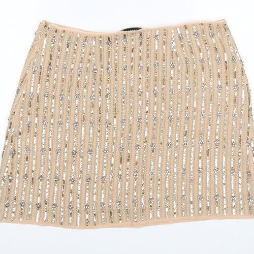 Marks & Spencer Autograph Women Beige UK 14 Mini Pencil Sequin Skirt