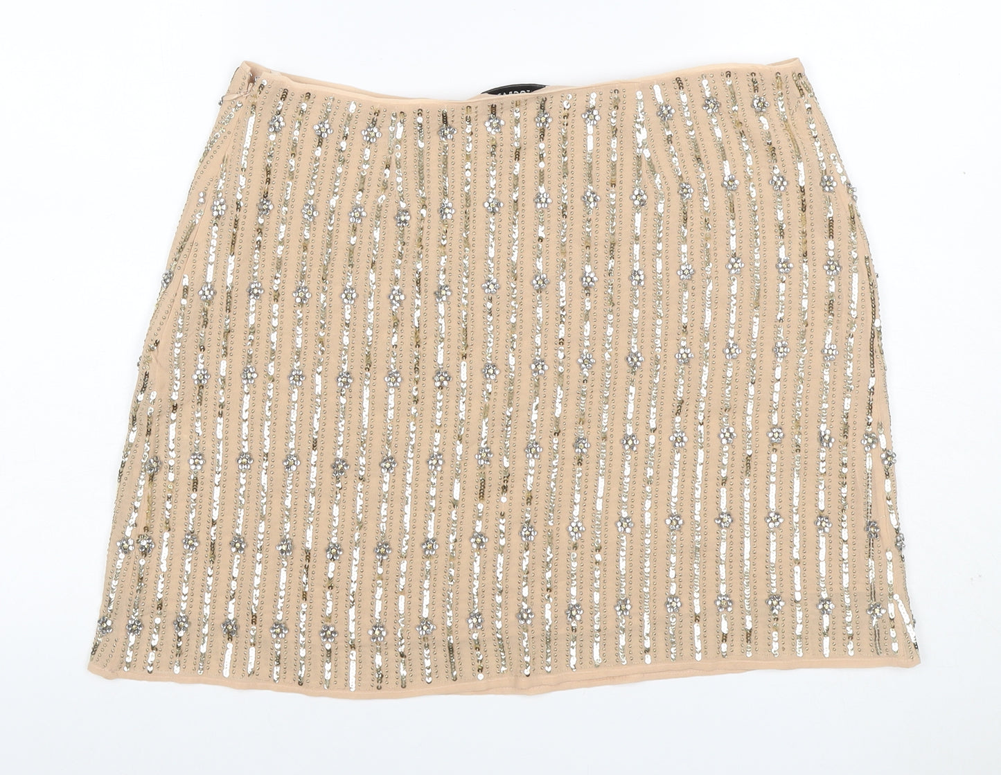 Marks & Spencer Autograph Women Beige UK 14 Mini Pencil Sequin Skirt