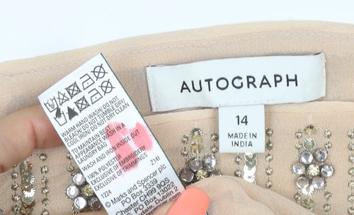 Marks & Spencer Autograph Women Beige UK 14 Mini Pencil Sequin Skirt