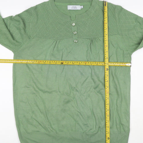 Honor Millburn Women's Green UK 14-16 Henley Diamond Knit Jumper