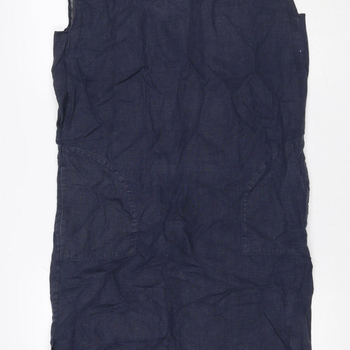 Jigsaw Women Blue UK 8 Linen Maxi Shift V-Neck Sleeveless Dress