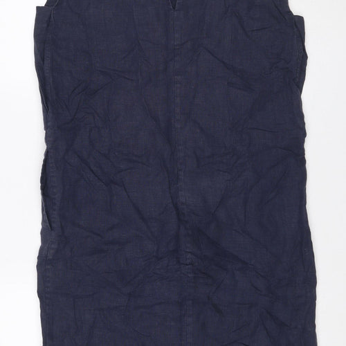 Jigsaw Women Blue UK 8 Linen Maxi Shift V-Neck Sleeveless Dress