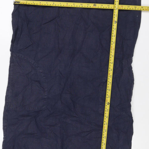 Jigsaw Women Blue UK 8 Linen Maxi Shift V-Neck Sleeveless Dress