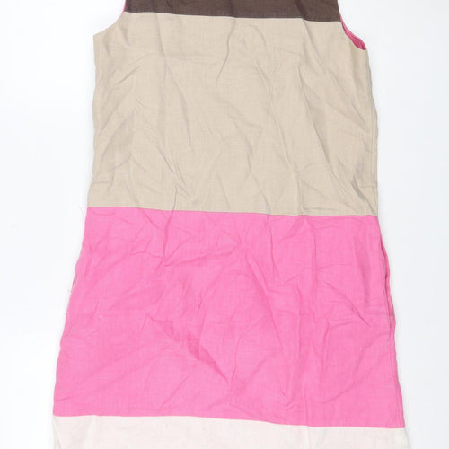 Fenn Wright Manson Women’s Pink Colourblock Shift Dress UK 10 Linen