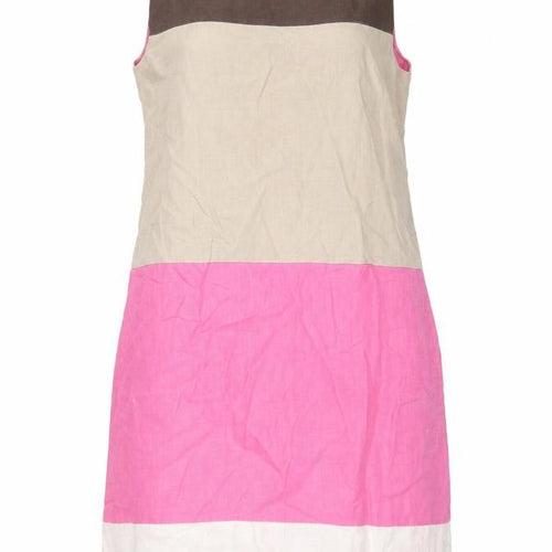 Fenn Wright Manson Women’s Pink Colourblock Shift Dress UK 10 Linen