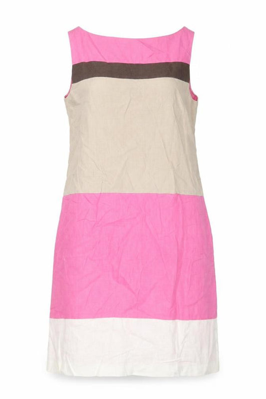 Front view of Fenn Wright Manson Women’s Pink Colourblock Shift Dress UK 10 Linen