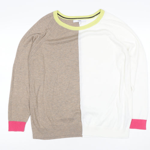 Next Women’s Multicoloured Colour Block Knit Jumper UK 16 Crew Neck