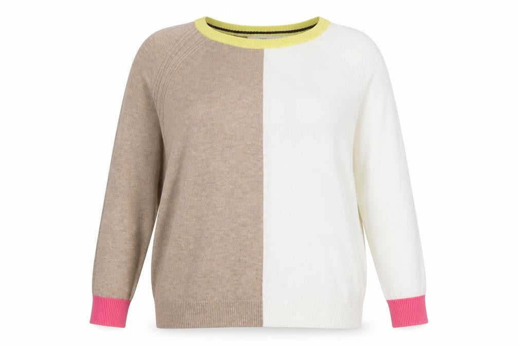 Next Women’s Multicoloured Colour Block Knit Jumper UK 16 Crew Neck