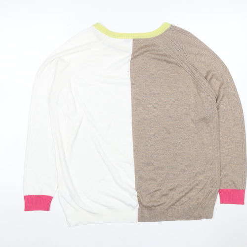 Next Women’s Multicoloured Colour Block Knit Jumper UK 16 Crew Neck