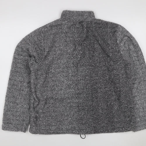 Boohoo Women Grey UK 10 1/4 Zip Fleece Logo Sweatshirt
