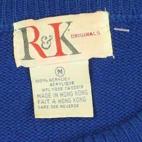 R&K Originals Women Blue M Sequin Crew Neck Vintage Acrylic Jumper
