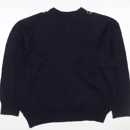Kings Court Men's Navy M Argyle Wool Blend Crew Neck Pullover Jumper