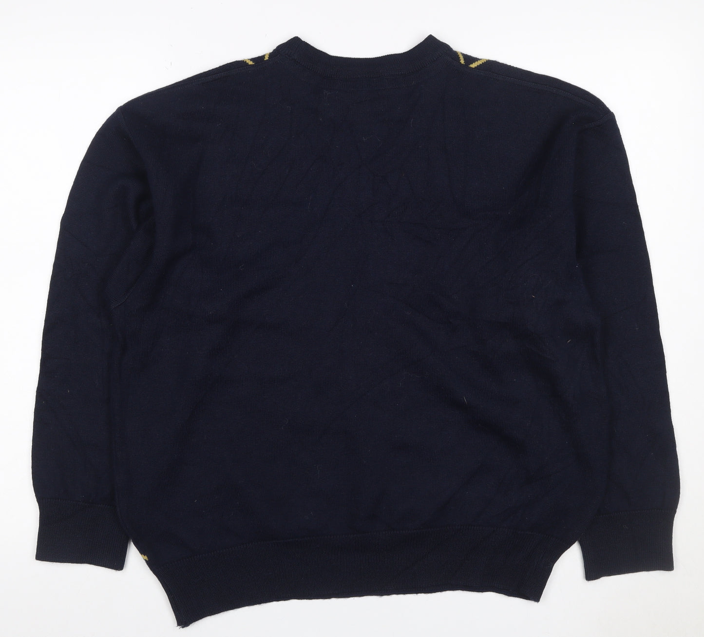 Kings Court Men's Navy M Argyle Wool Blend Crew Neck Pullover Jumper
