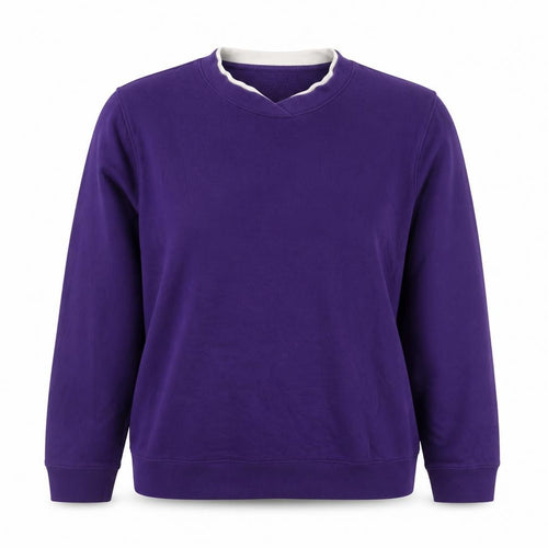Laura Scott Women’s Purple Size 14 Fleece V-Neck Pullover Jumper