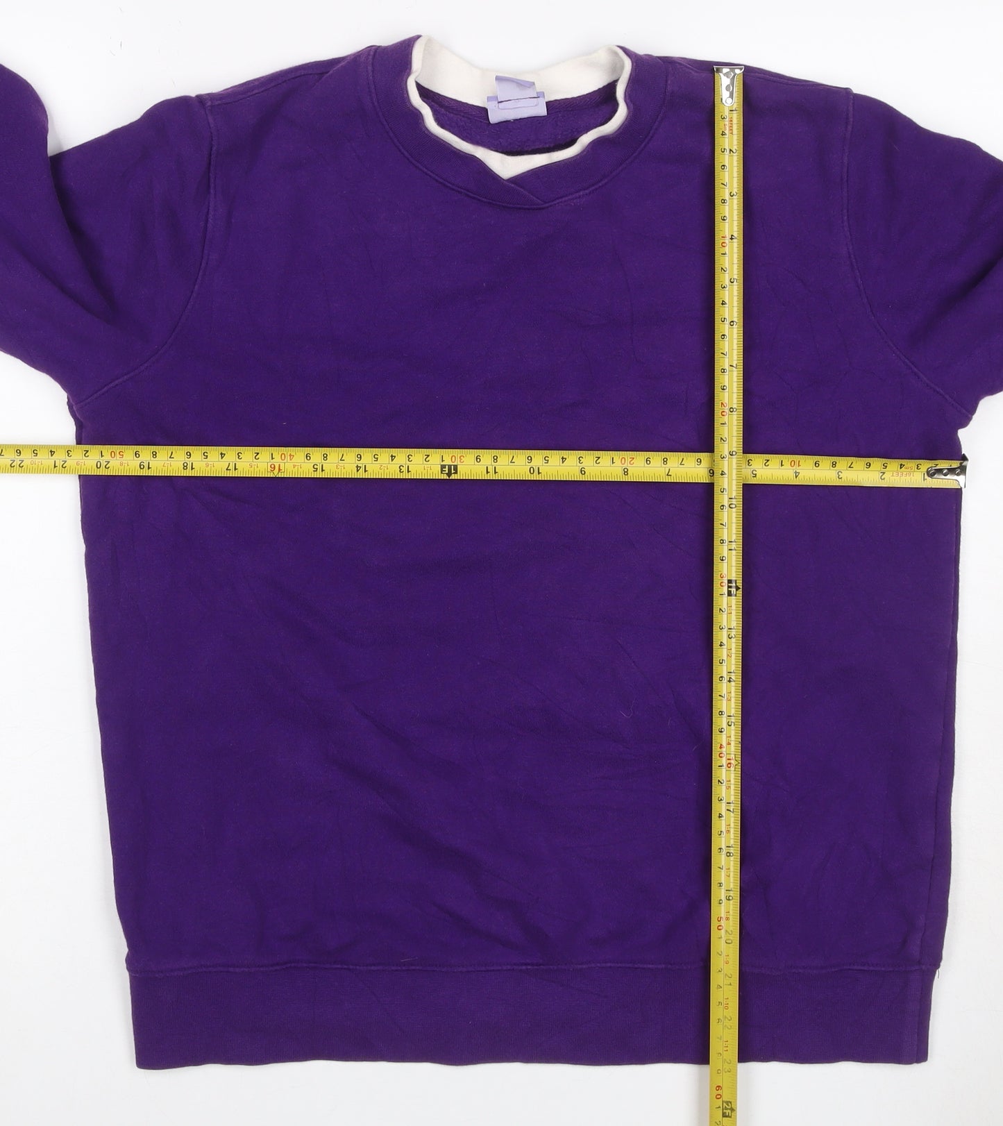 Laura Scott Women’s Purple Size 14 Fleece V-Neck Pullover Jumper