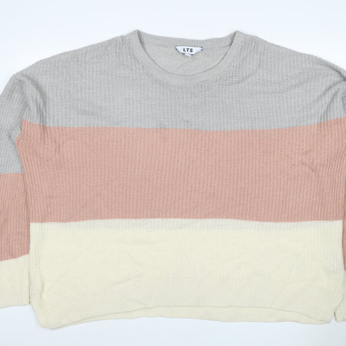 LTS Women’s Multicoloured Stripe Crew Neck Acrylic Jumper UK 18 Tall