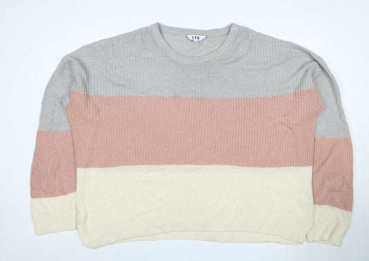 LTS Women’s Multicoloured Stripe Crew Neck Acrylic Jumper UK 18 Tall
