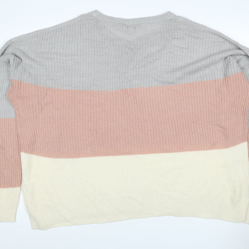 LTS Women’s Multicoloured Stripe Crew Neck Acrylic Jumper UK 18 Tall