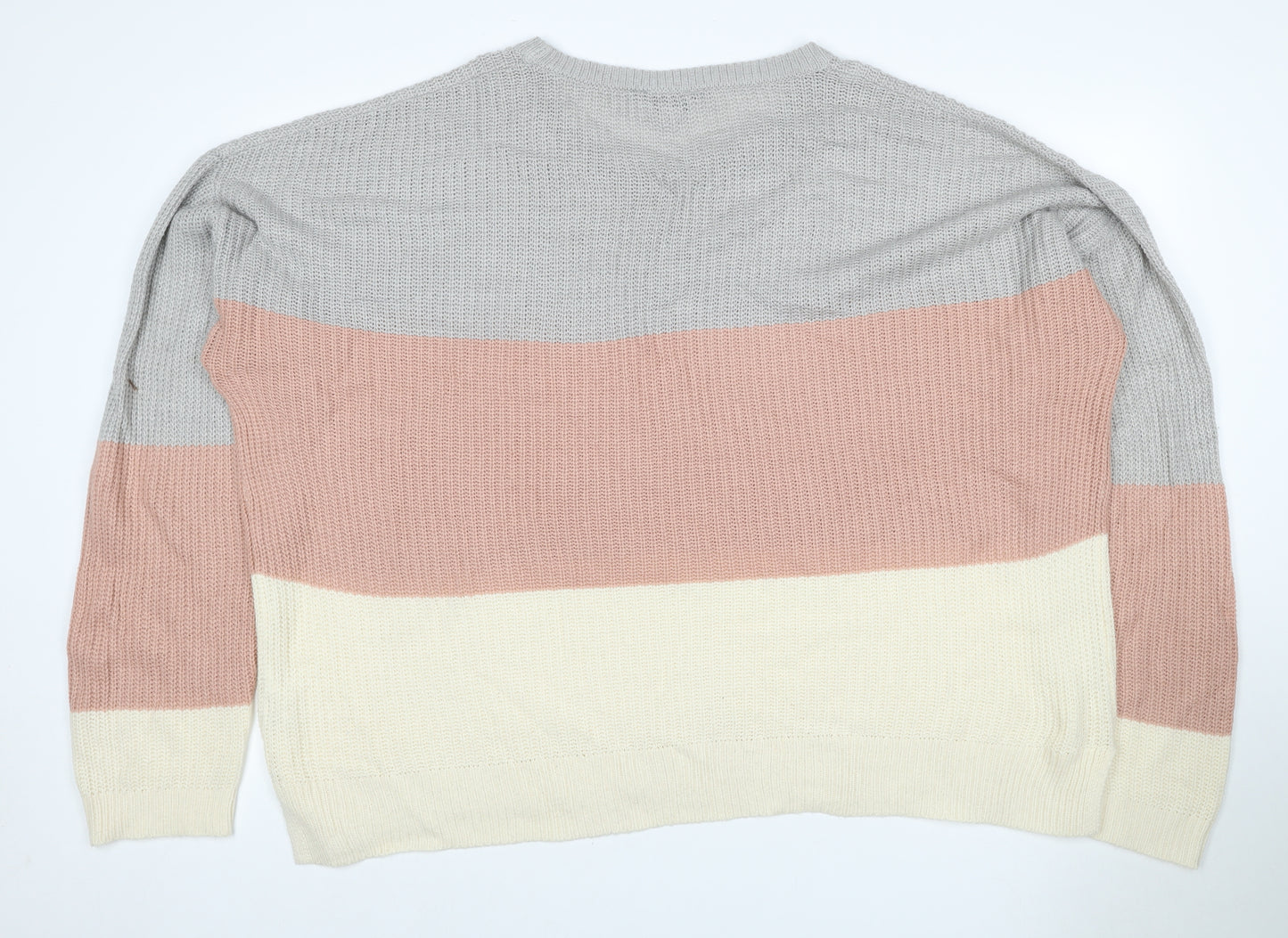 LTS Women’s Multicoloured Stripe Crew Neck Acrylic Jumper UK 18 Tall