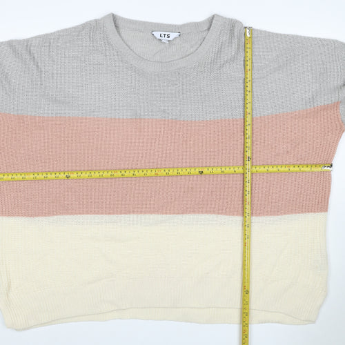 LTS Women’s Multicoloured Stripe Crew Neck Acrylic Jumper UK 18 Tall