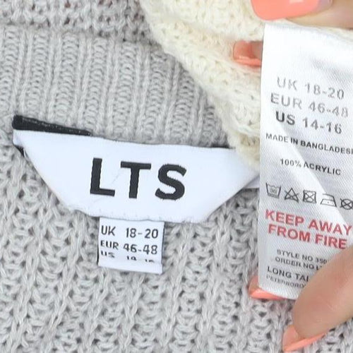 LTS Women’s Multicoloured Stripe Crew Neck Acrylic Jumper UK 18 Tall