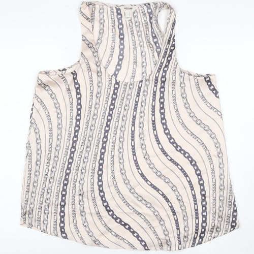River Island Women Beige Chain Print Kimono Cowl Neck Blouse UK 14