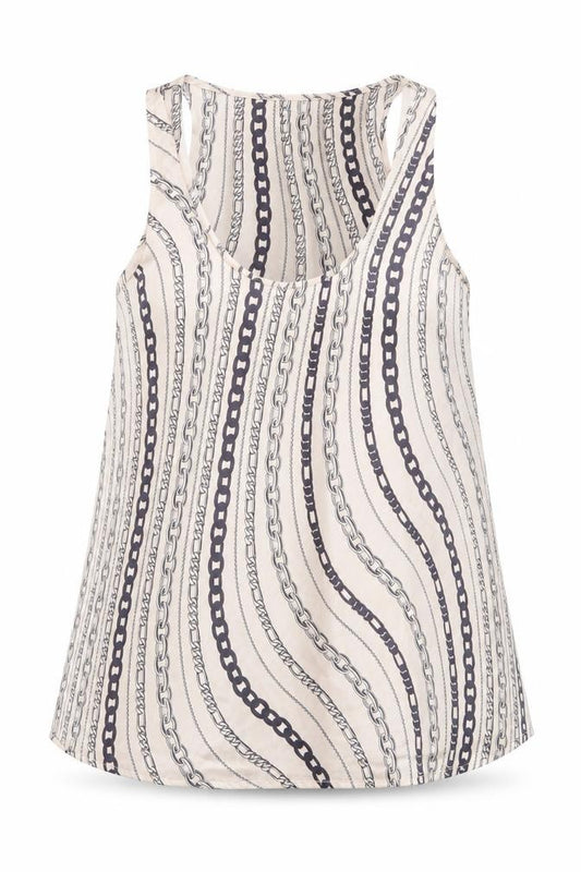 Front view of River Island Women Beige Chain Print Kimono Cowl Neck Blouse UK 14