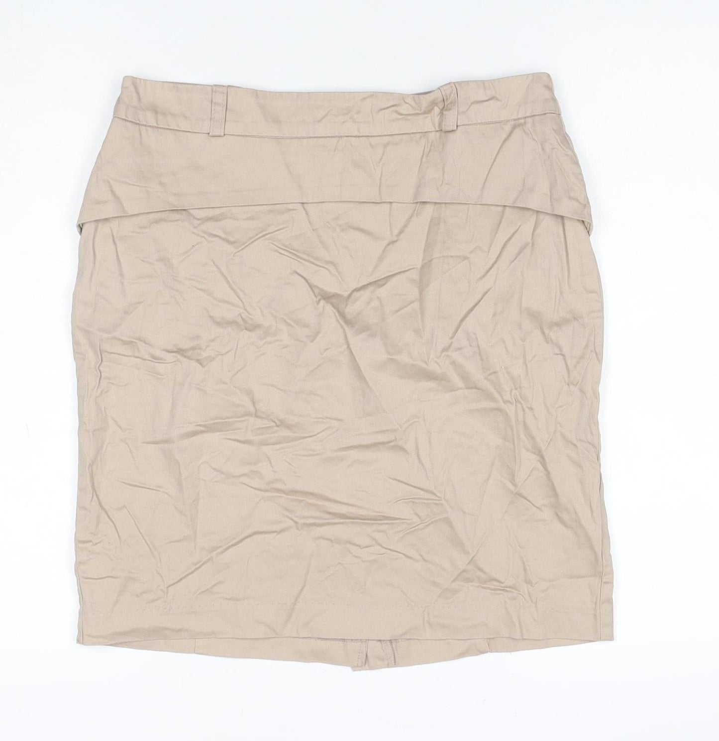 Collection LOB Women Beige UK 12 Pencil Knee Length Cotton Skirt