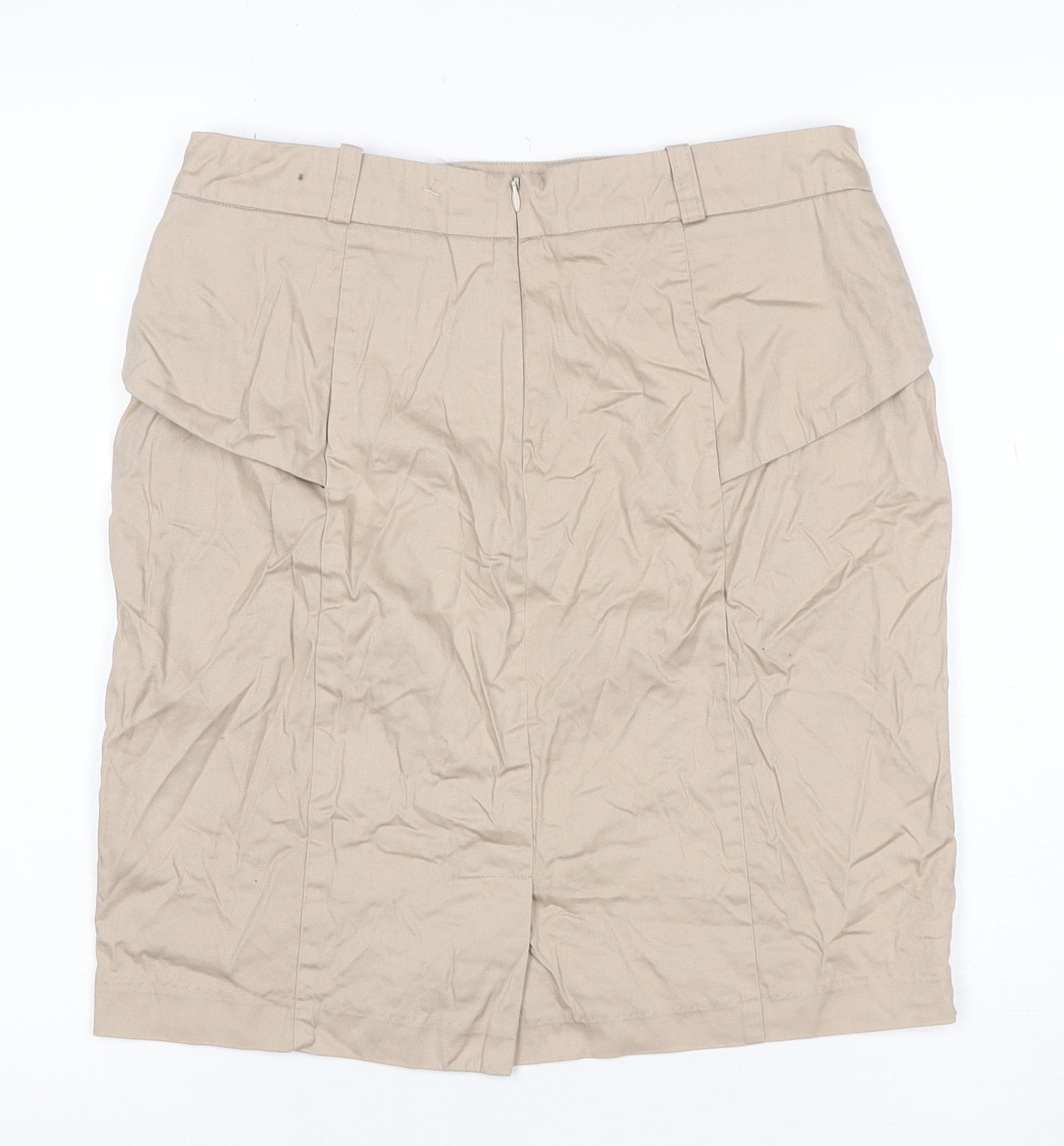 Collection LOB Women Beige UK 12 Pencil Knee Length Cotton Skirt