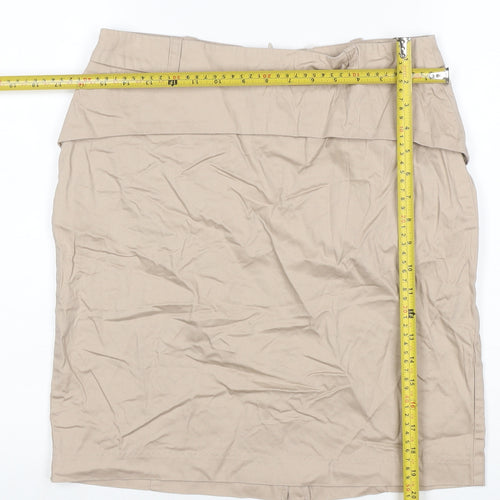 Collection LOB Women Beige UK 12 Pencil Knee Length Cotton Skirt
