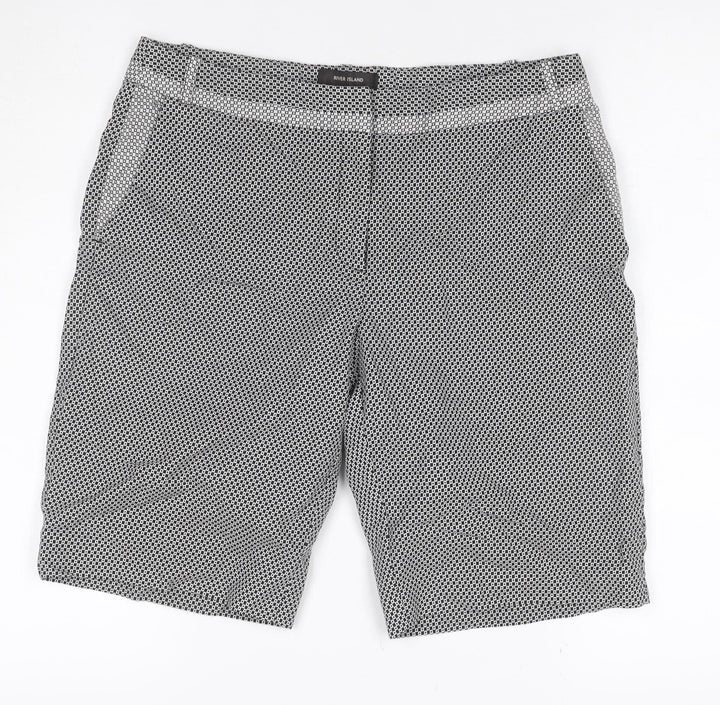 River Island Women’s Black White Geometric Bermuda Shorts UK 12