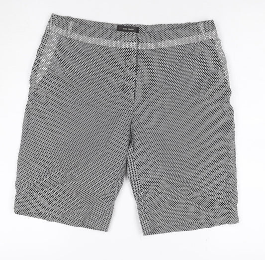 River Island Women’s Black White Geometric Bermuda Shorts UK 12