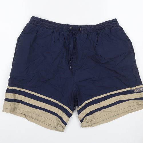 Speedo Men’s Blue XL Vintage Striped Cotton Lined Swim Shorts