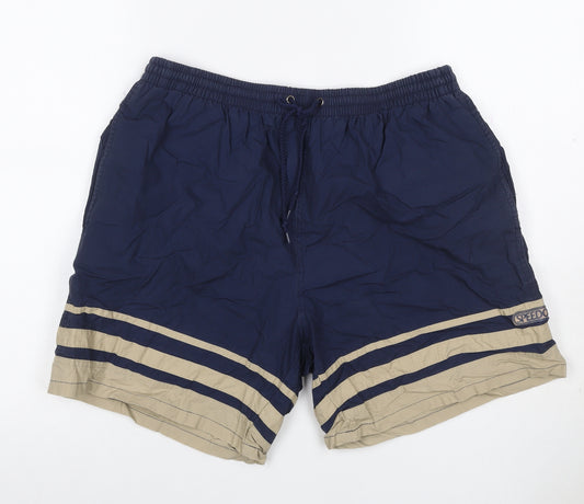 Speedo Men’s Blue XL Vintage Striped Cotton Lined Swim Shorts