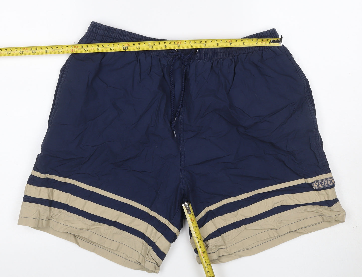 Speedo Men’s Blue XL Vintage Striped Cotton Lined Swim Shorts