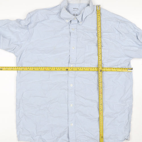 Dunnes Stores Men Blue L Regular Fit Cotton Button-Down Long Sleeve Shirt