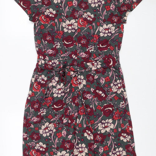 Yumi Women’s Green Floral Fit & Flare Knee Length Dress UK 8