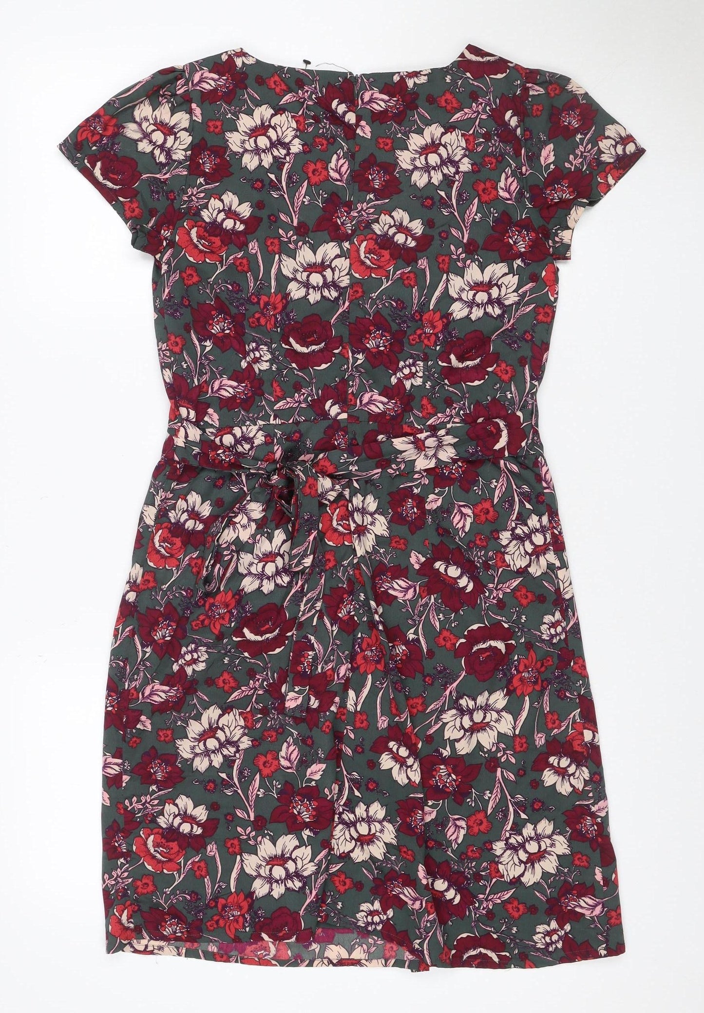 Yumi Women’s Green Floral Fit & Flare Knee Length Dress UK 8