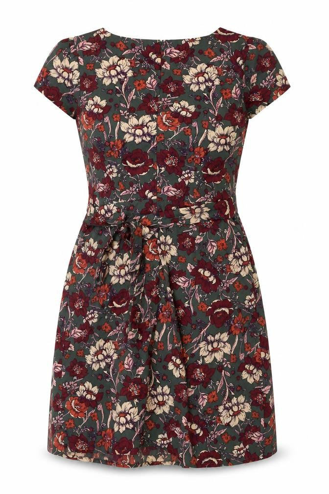 Yumi Women’s Green Floral Fit & Flare Knee Length Dress UK 8
