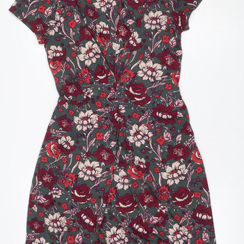 Yumi Women’s Green Floral Fit & Flare Knee Length Dress UK 8