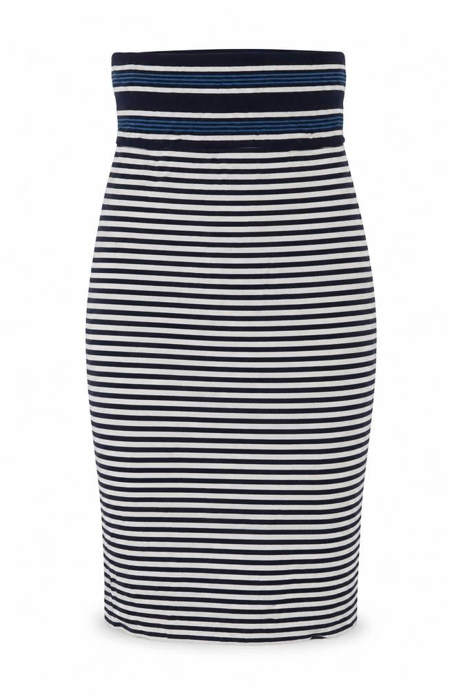 Front view of Max Studio Women’s Multicoloured Striped Bodycon Strapless Dress XS