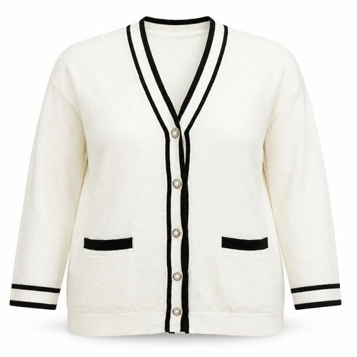 Who What Wear Women Ivory XL V-Neck Button Pocket Knit Cardigan