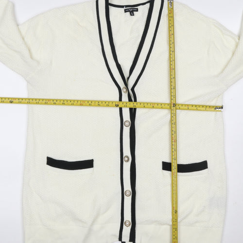 Who What Wear Women Ivory XL V-Neck Button Pocket Knit Cardigan