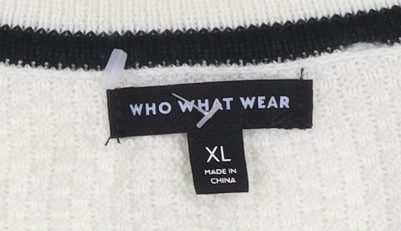 Who What Wear Women Ivory XL V-Neck Button Pocket Knit Cardigan