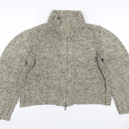 Marks and Spencer Women Green UK 12 Chunky Knit Full Zip Jumper