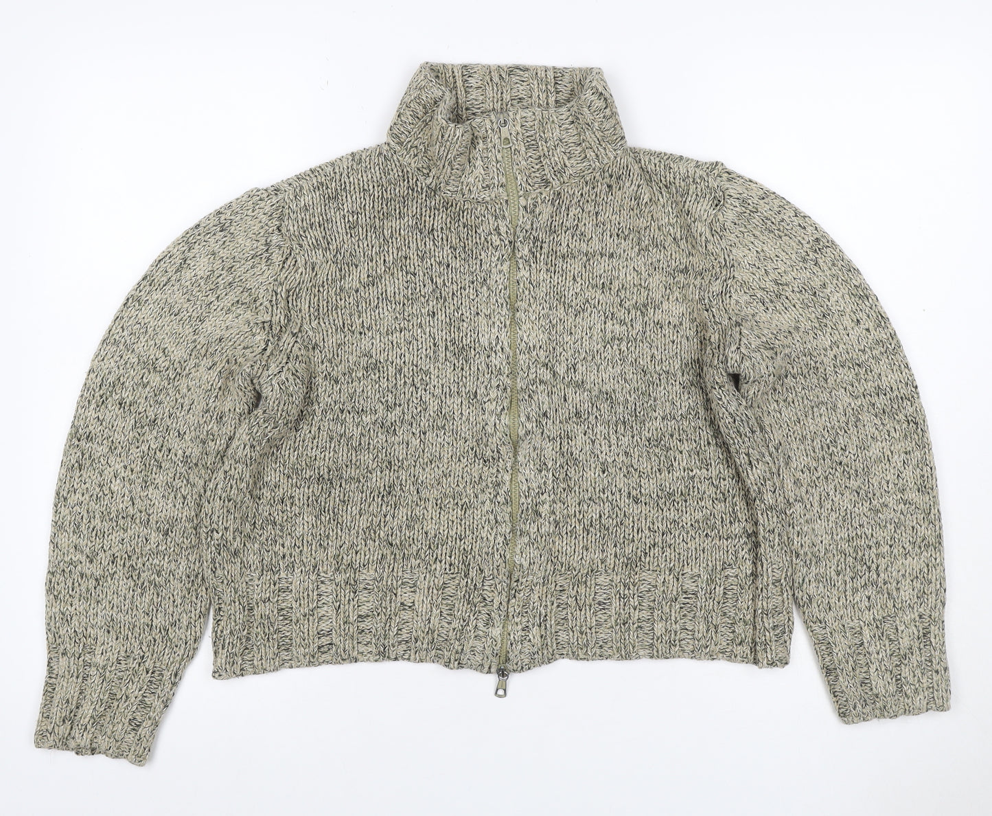 Marks and Spencer Women Green UK 12 Chunky Knit Full Zip Jumper
