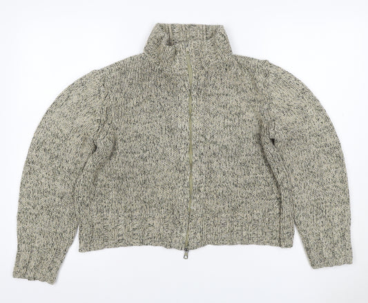 Marks and Spencer Women Green UK 12 Chunky Knit Full Zip Jumper