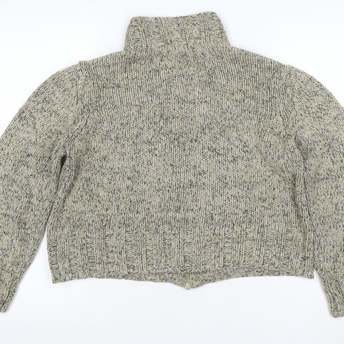 Marks and Spencer Women Green UK 12 Chunky Knit Full Zip Jumper