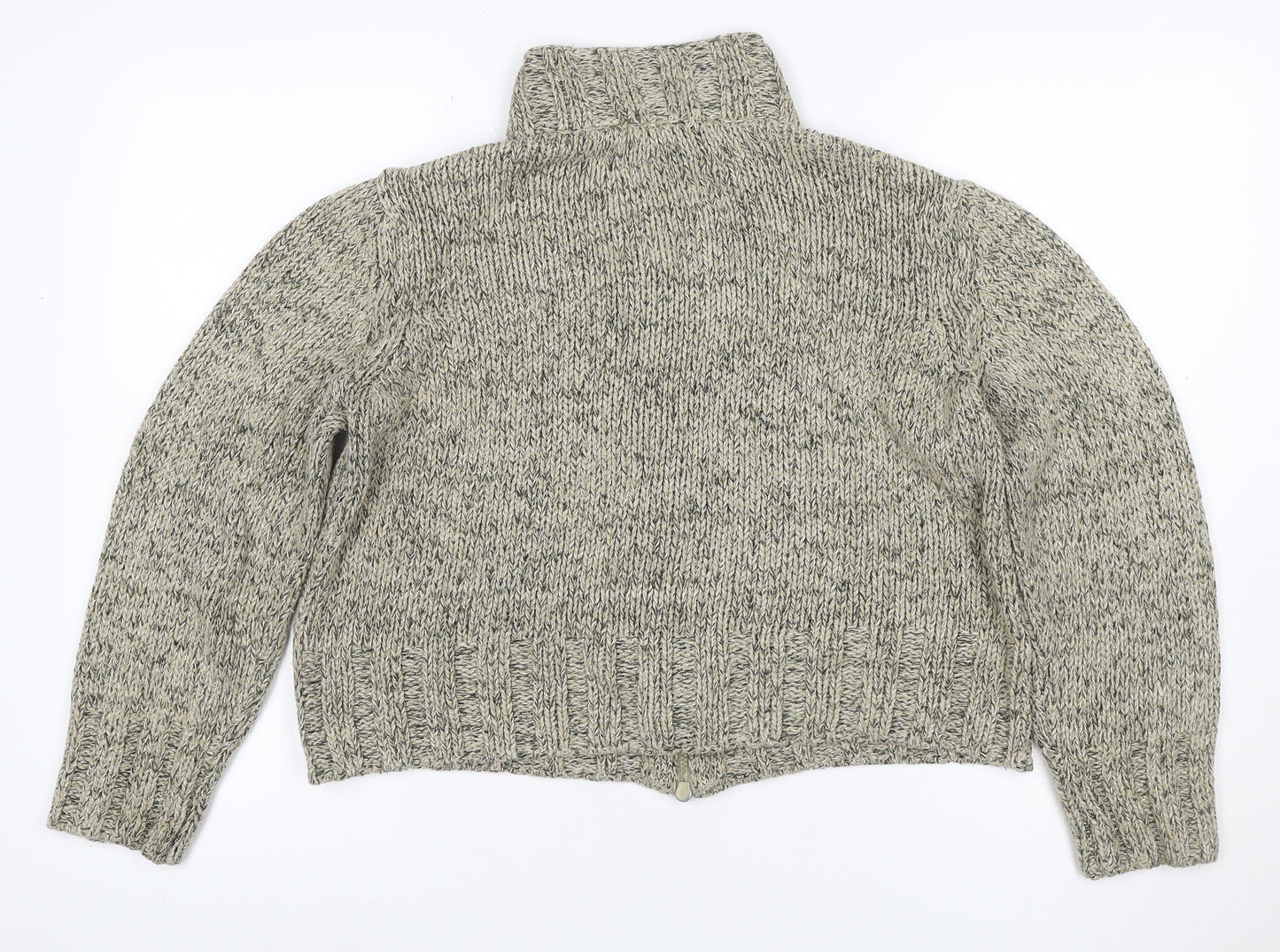 Marks and Spencer Women Green UK 12 Chunky Knit Full Zip Jumper
